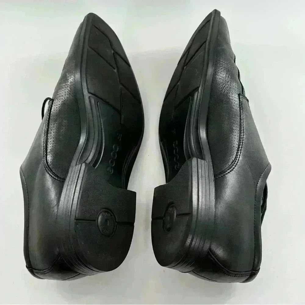 Ecco mens oxfords size 43 9.5 black leather bicycle toe Orthopedic comfort